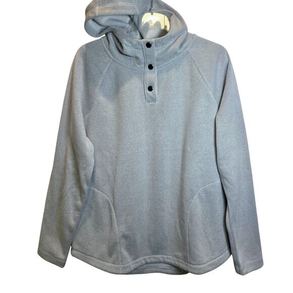 Kyoden Henley Sweatshirt Hoodie Hexagon Top Pullover Womens Sz XL Gray - Picture 9 of 16